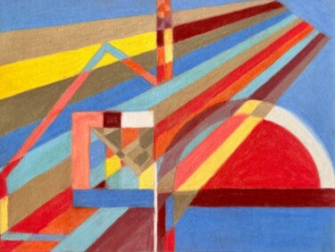 Painting titled "Rumeurs japonaises" by Sam, Original Artwork, Pastel Mounted on Wood Stretcher frame