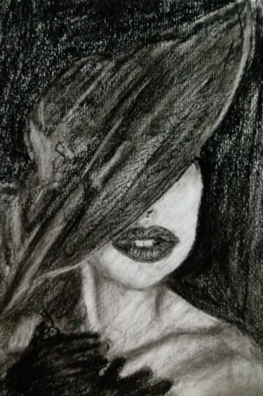 图画 标题为“Mujer con sombrero” 由Jaime Lopez, 原创艺术品, 木炭