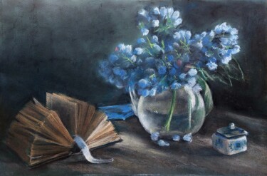 Painting titled "Un livre inachevé" by Inna Hug Seregina, Original Artwork, Pastel