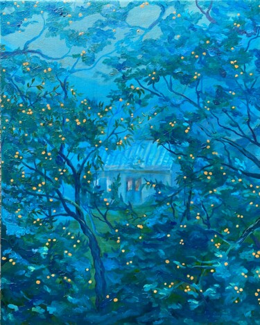 Peinture intitulée "Mandarin Dusk - Ori…" par Anastasiia Gorbunova, Œuvre d'art originale, Huile Monté sur Châssis en bois