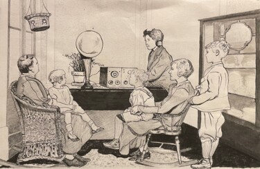 Dessin intitulée "Evening Broadcast a…" par Nicolas Derbes, Œuvre d'art originale, Crayon