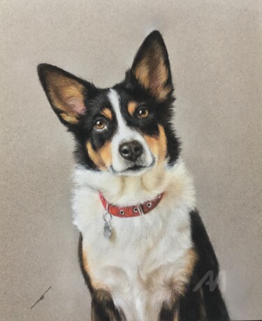 Рисунок под названием "Sly dog." - Irene_art, Подлинное произведение искусства, Пастель