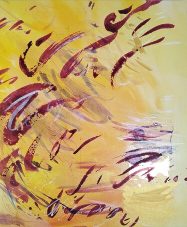 Painting titled "Fragment d'effusion" by Caroline Keller, Original Artwork, Oil Mounted on Wood Stretcher frame