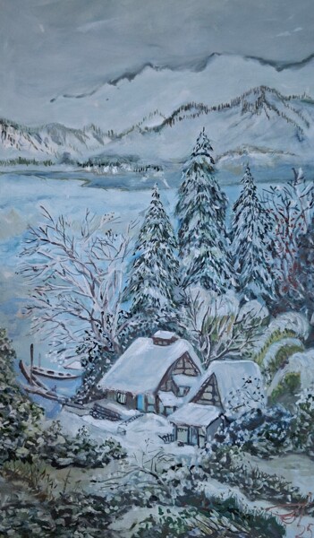 Malerei mit dem Titel "Зима на тему Кеукей…" von Sebini, Original-Kunstwerk, Öl Auf Keilrahmen aus Holz montiert