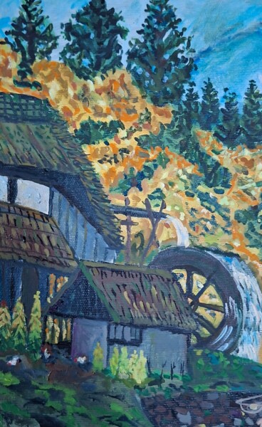 Malerei mit dem Titel "Осень в горах" von Sebini, Original-Kunstwerk, Öl Auf Keilrahmen aus Holz montiert