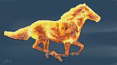 Painting titled "Horse Fire 02" by Arik Tal-Or, Original Artwork, Marker