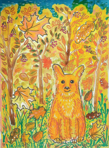 "yellow autumn red d…" başlıklı Tablo Evgenia Rod tarafından, Orijinal sanat, Akrilik