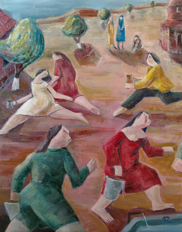 Malerei mit dem Titel "Summer Celebration" von Gegham Hunanyan, Original-Kunstwerk, Öl Auf Keilrahmen aus Holz montiert