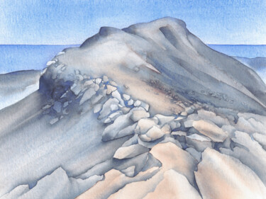 Peinture intitulée "Mountain peak on th…" par Adriana Mueller, Œuvre d'art originale, Aquarelle