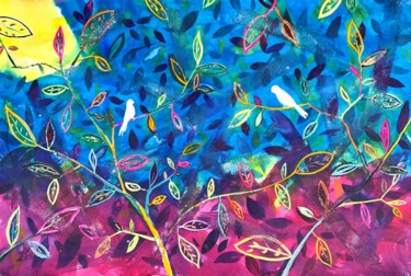 Картина под названием "Blancs-becs" - Jean Marc Collombat, Подлинное произведение искусства, Акварель