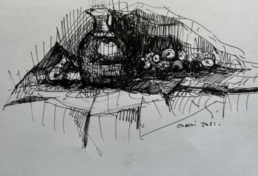 Drawing titled "LA CARAFE" by Dominique Corti, Original Artwork, Ink