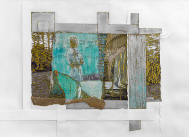 Коллажи под названием "Le silence bleu" - Bita Khandani, Подлинное произведение искусства, Акрил Установлен на картон