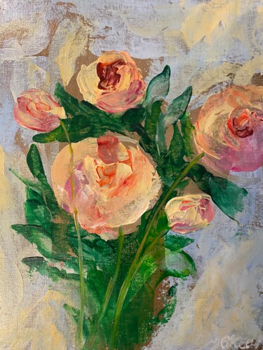 Malerei mit dem Titel ""Peony Dreams"" von Oksana Koltun, Original-Kunstwerk, Acryl