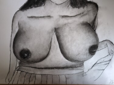 Рисунок под названием "Nude drawing study" - Serhat Atas, Подлинное произведение искусства, Древесный уголь