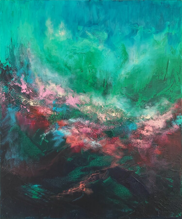 Картина под названием "Au Vert" - Hélène Zenatti, Подлинное произведение искусства, Акрил Установлен на Деревянная рама для…