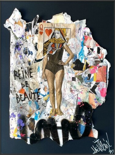 Коллажи под названием "Reine de Beauté" - Lasveguix, Подлинное произведение искусства, Коллажи