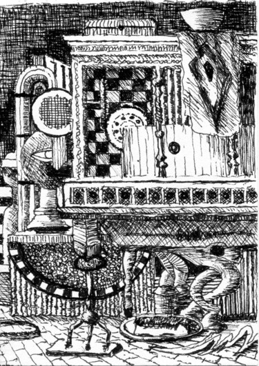 Dessin intitulée "interior 2" par Frits Sergeant, Œuvre d'art originale, Encre