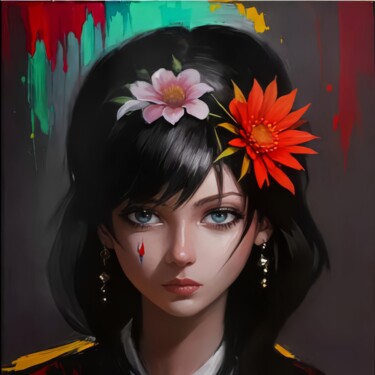 Цифровое искусство под названием "Two Flowers" - Aleksa Soul, Подлинное произведение искусства, Цифровая живопись