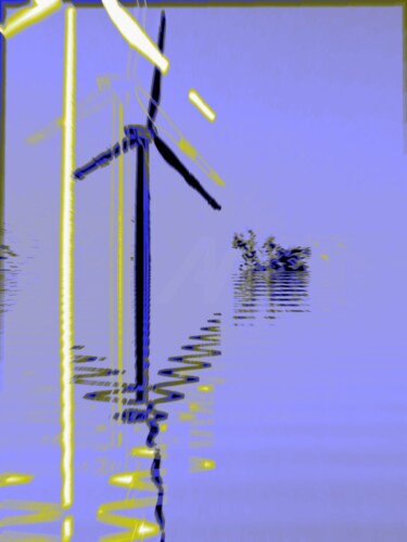 Digitale Kunst mit dem Titel "white windmill" von Robert Ślipek, Original-Kunstwerk, Digitale Collage