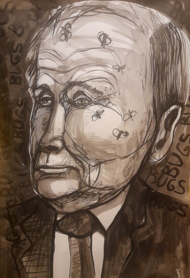 Dessin intitulée "Bugs" par Alexey Zhucovsky, Œuvre d'art originale, Gouache