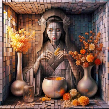 Digital Arts titled "L'art japonais réin…" by Francoise Chopin, Original Artwork, Digital Painting