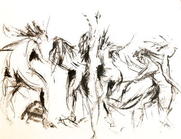 "libération" başlıklı Resim Jani tarafından, Orijinal sanat, Karakalem Ahşap Sedye çerçevesi üzerine monte edilmiş