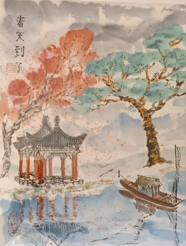 绘画 标题为“Беседка у воды. авт…” 由Tatiana Gorodilina (Tanjia), 原创艺术品, 颜料