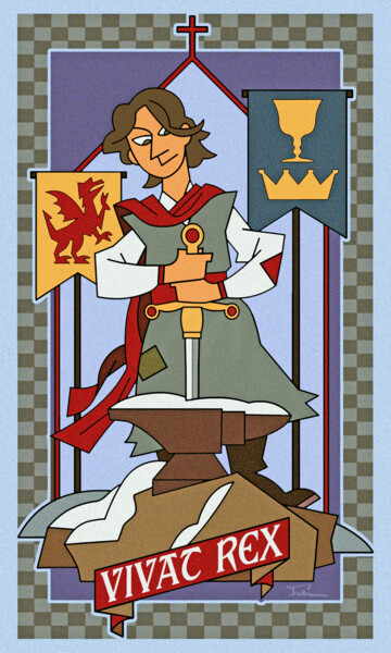 Цифровое искусство под названием "The Sword In the St…" - Van Evan Fuller, Подлинное произведение искусства, Цифровая живопи…