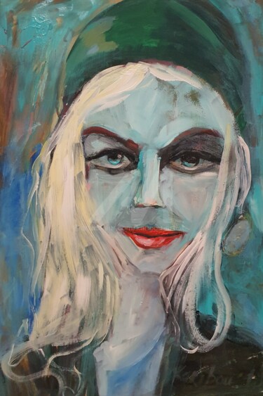 Painting titled "Portrait eines Mädc…" by Karibou Artist, Original Artwork, Acrylic Mounted on Wood Stretcher frame