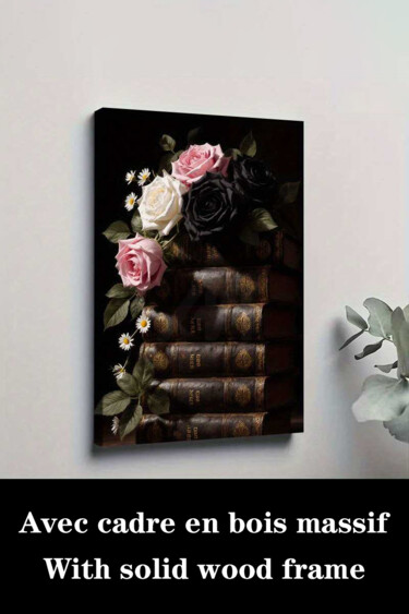 "Vintage Floral Book…" başlıklı Baskıresim 江华 梁 tarafından, Orijinal sanat, Mürekkep püskürtmeli Ahşap Sedye çerçevesi üzeri…