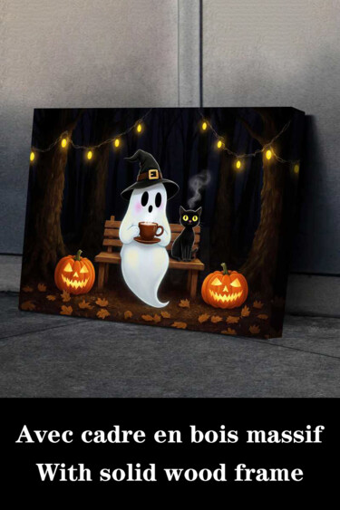 Εκτυπώσεις & Χαρακτικά με τίτλο "Halloween Black Cat…" από 江华 梁, Αυθεντικά έργα τέχνης, Ψεκασμός μελάνης Τοποθετήθηκε στο Ξύ…