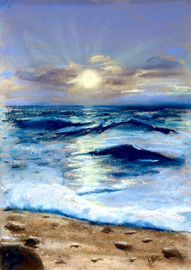 Painting titled "Sunrise on the Blac…" by Anna Baranova, Original Artwork, Pastel