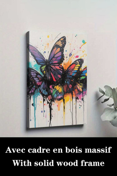 Printmaking titled "Vibrant Multicolor…" by Jiang Hua Liang, Original Artwork, Inkjet Mounted on Wood Stretcher frame