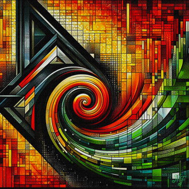 Arte digital titulada "Labyrinthe Chromati…" por Jean-Pol De Loof, Obra de arte original, Imagen generada por IA