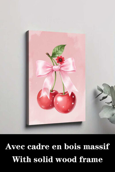 "Pink Cherry Wall Art" başlıklı Baskıresim 江华 梁 tarafından, Orijinal sanat, Mürekkep püskürtmeli Ahşap Sedye çerçevesi üzeri…