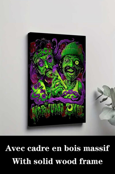 Printmaking titled "Psychedelic Zombie…" by Jiang Hua Liang, Original Artwork, Inkjet Mounted on Wood Stretcher frame