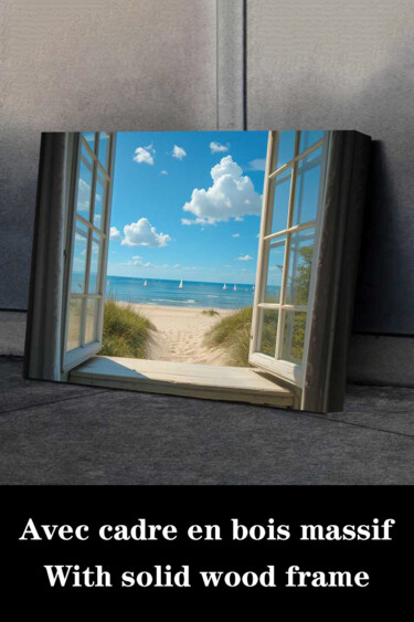 Printmaking titled "Ocean View Window S…" by Jiang Hua Liang, Original Artwork, Inkjet Mounted on Wood Stretcher frame