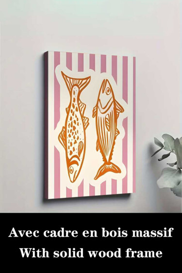 Printmaking titled "Retro Sardines Canv…" by Jiang Hua Liang, Original Artwork, Inkjet Mounted on Wood Stretcher frame