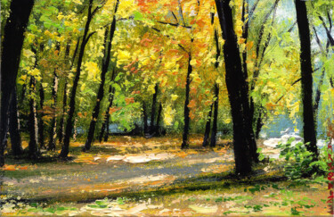Painting titled "VELVET AUTUMN" by Victor Arseni, Original Artwork, Acrylic Mounted on Cardboard