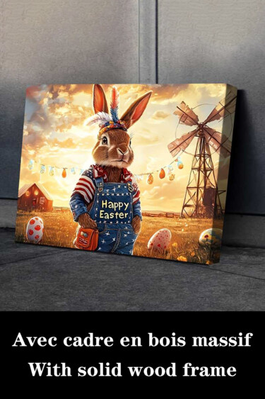 "Whimsical Easter Bu…" başlıklı Baskıresim 江华 梁 tarafından, Orijinal sanat, Mürekkep püskürtmeli Ahşap Sedye çerçevesi üzeri…