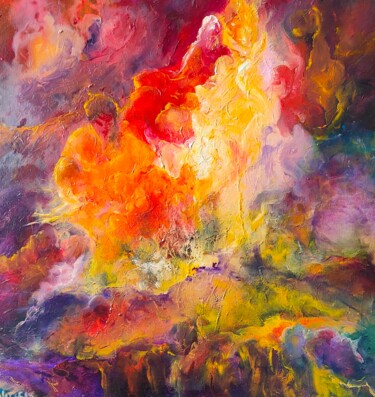 Pittura intitolato "Volcano" da Myriam Withers, Opera d'arte originale, Olio