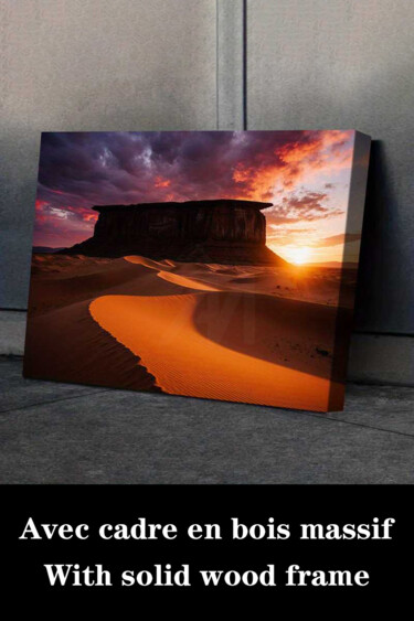 Printmaking titled "Desert Sunset Wall…" by Jiang Hua Liang, Original Artwork, Inkjet Mounted on Wood Stretcher frame
