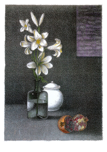 Drawing titled "Melograno" by Gastone Cecconello, Original Artwork, Ink