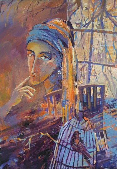 Painting titled "Её самые большие со…" by Nikita Chaikovskiy, Original Artwork, Acrylic Mounted on Wood Panel