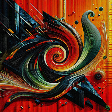 Arte digital titulada "L’Étreinte des Flux" por Jean-Pol De Loof, Obra de arte original, Pintura Digital