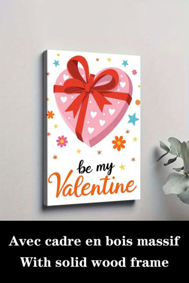 Printmaking titled "Valentine'S Day Hea…" by Jiang Hua Liang, Original Artwork, Inkjet Mounted on Wood Stretcher frame