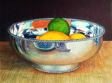 Картина под названием "Silberschale mit Ko…" - Rüdiger Eggers, Подлинное произведение искусства, Акварель