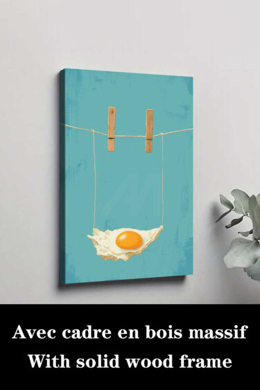 "Sunny Side Up Egg W…" başlıklı Baskıresim 江华 梁 tarafından, Orijinal sanat, Mürekkep püskürtmeli Ahşap Sedye çerçevesi üzeri…