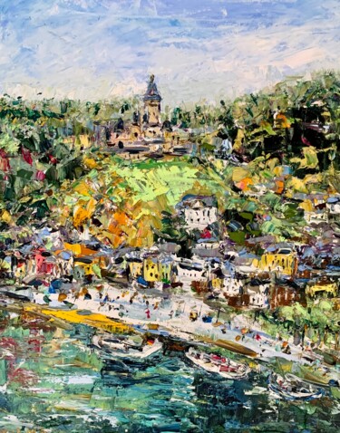 Painting titled "Cochem Castle Germa…" by Vilma Gataveckiene, Original Artwork, Oil