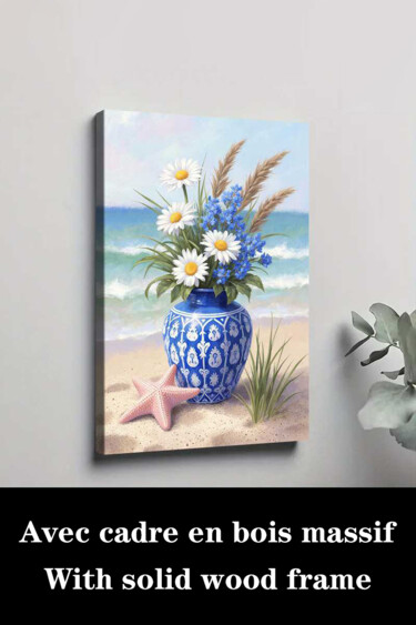 "Coastal Floral Wall…" başlıklı Baskıresim 江华 梁 tarafından, Orijinal sanat, Mürekkep püskürtmeli Ahşap Sedye çerçevesi üzeri…